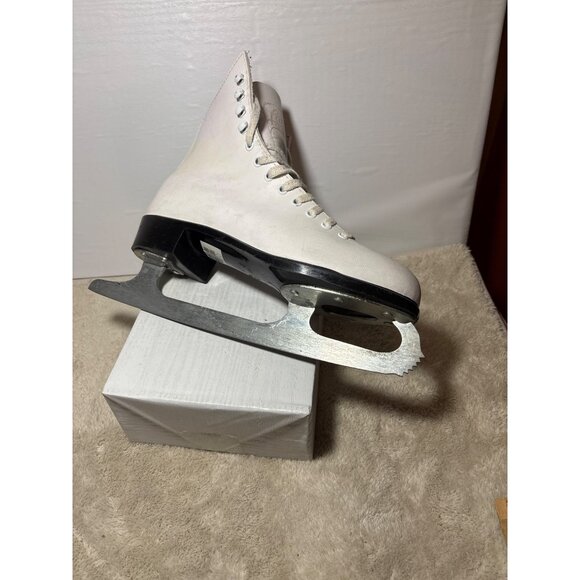 Vintage Lange Classic Ice Skates Womens Size 6 White Leather Canada Figure Skate - Picture 6 of 16